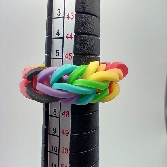 Rainbow silicone braided ring size 6 - Picture 1 of 3